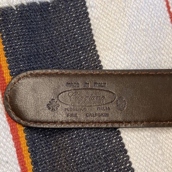 Vintage Caggiano 22k Gold Plated Leather Belt. Reversible. Push Center. Italy. - Picture 5 of 11